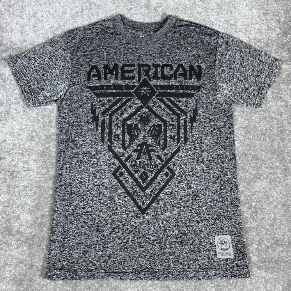 American Fighter T-Shirt Men's Medium Heathered Gray Short Sleeve Graphic Logo